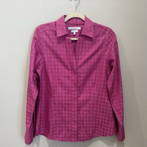 Foxcroft Womens Non Iron Shirt Sz 8 Bright Pink Button Down Heritage Long Sleeve - Picture 1 of 5